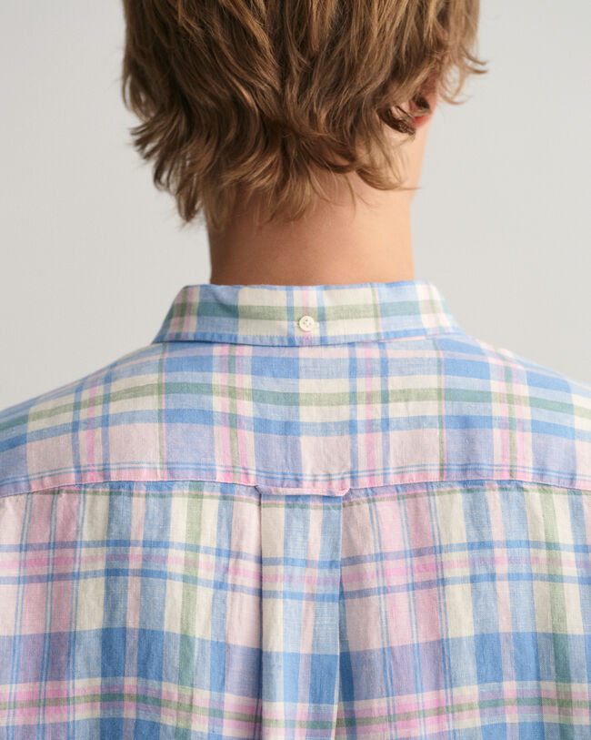Regular Fit Linen Madras Short Sleeve Shirt
