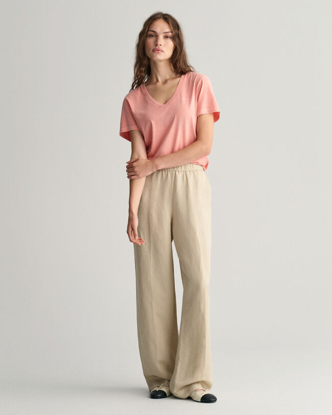 Relaxed Fit Linen Blend Pull-On Pants