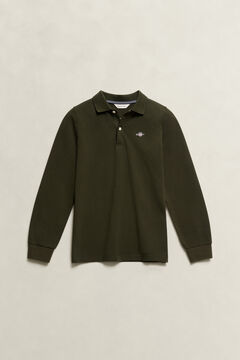 Teen Boys Shield Long Sleeve Polo Shirt — DARK MOSS GREEN 2