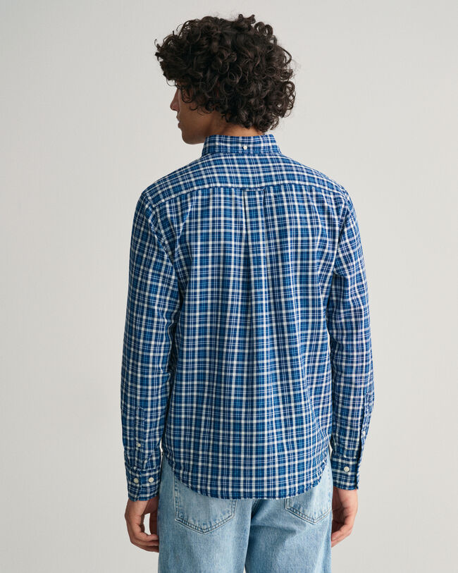 Regular Fit Indigo Madras Shirt