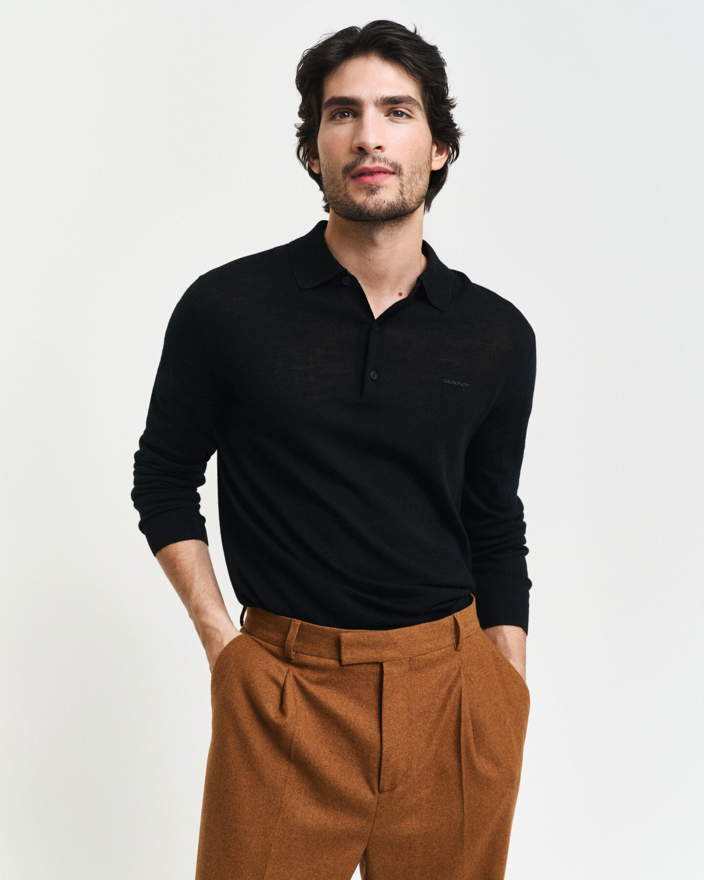 Extra Fine Merino Wool Polo Sweater