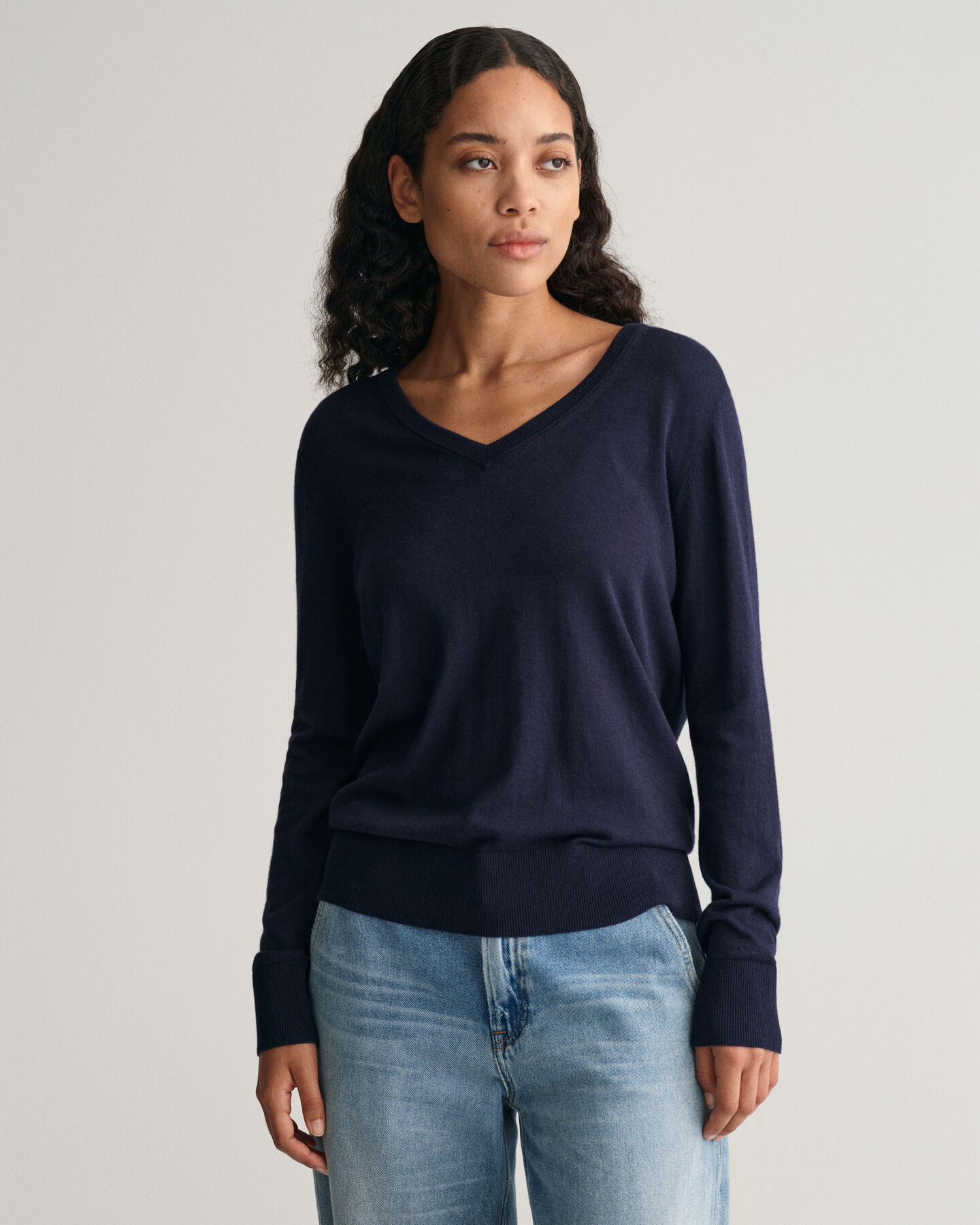 Fine Knit V-Neck Sweater
