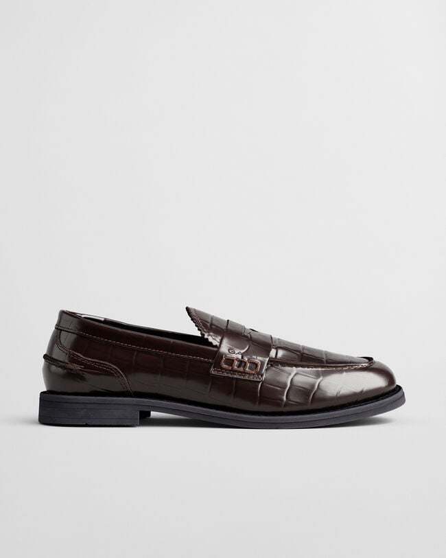 Gracelyn Croc Effect Leather Loafers