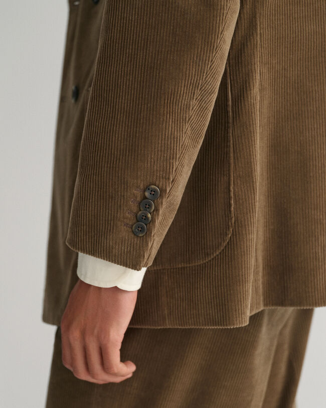 Double-Breasted Corduroy Suit Blazer