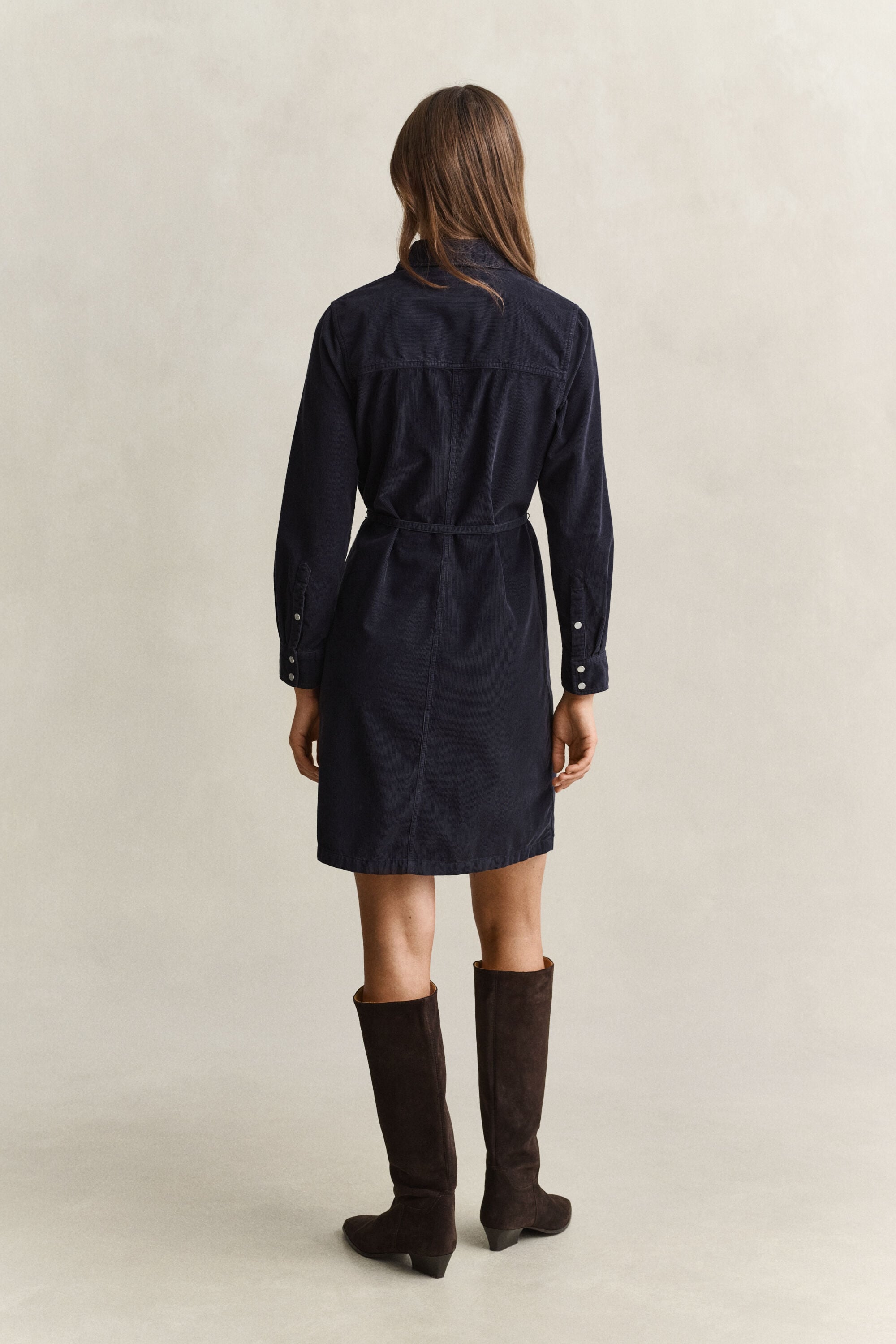 Belted Corduroy Shirt Dress