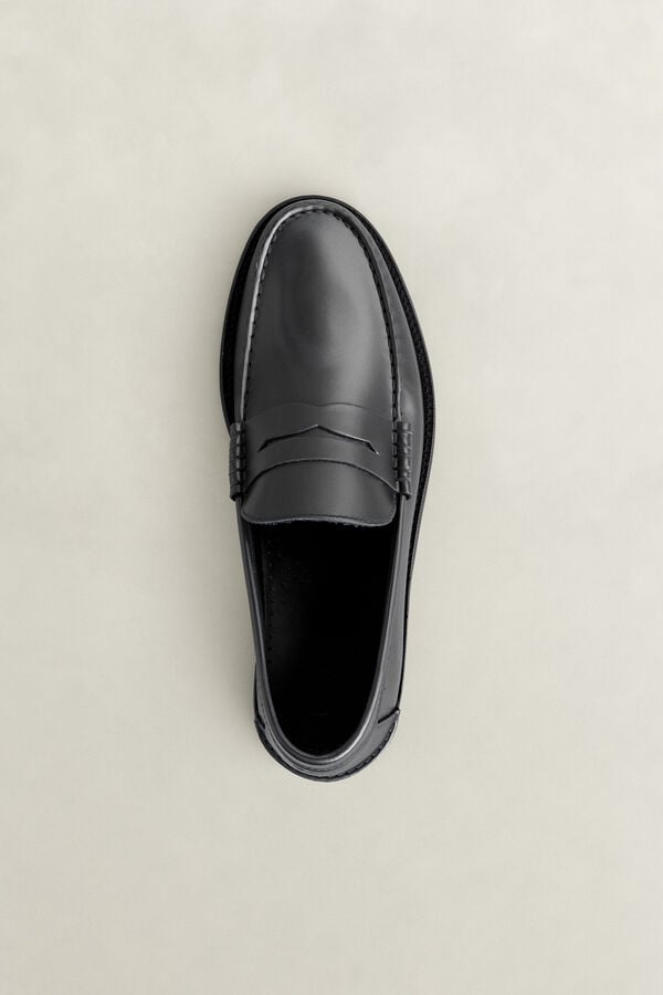 Lenkoxx Leather Loafers — BLACK