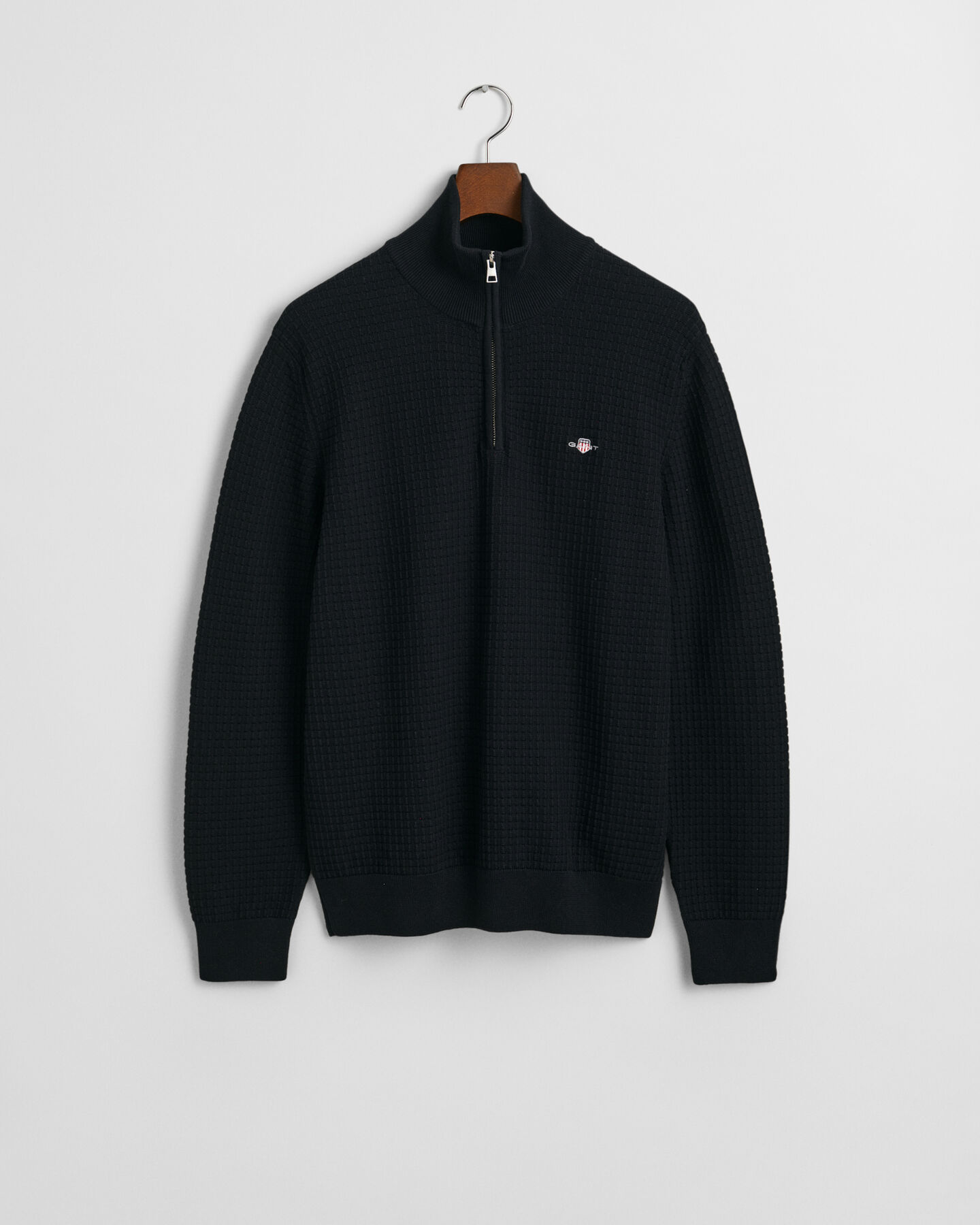 Textured Cotton Half-Zip Sweater