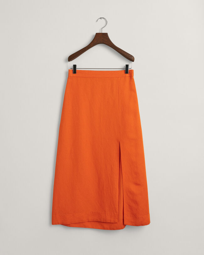 Linen Blend Midi Skirt