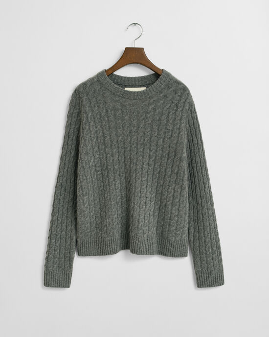Cashmere Cable Knit Crew Neck Sweater