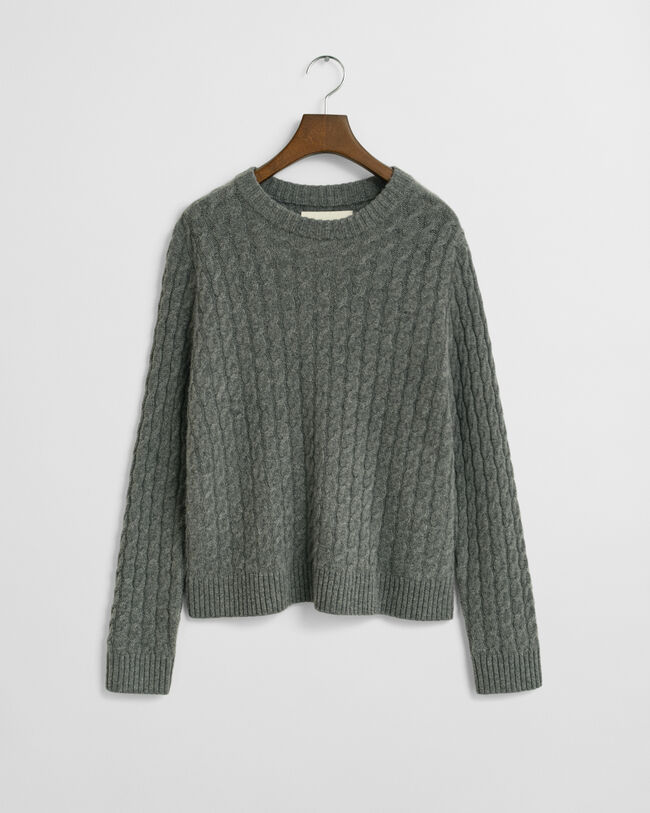 Cashmere Cable Knit Crew Neck Sweater