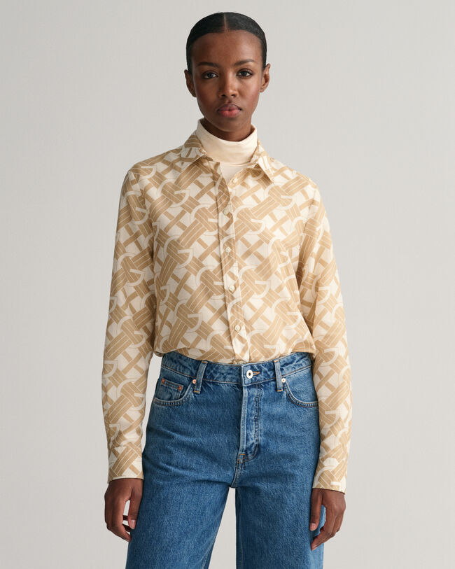 Regular Fit G Patterned Cotton Silk Shirt