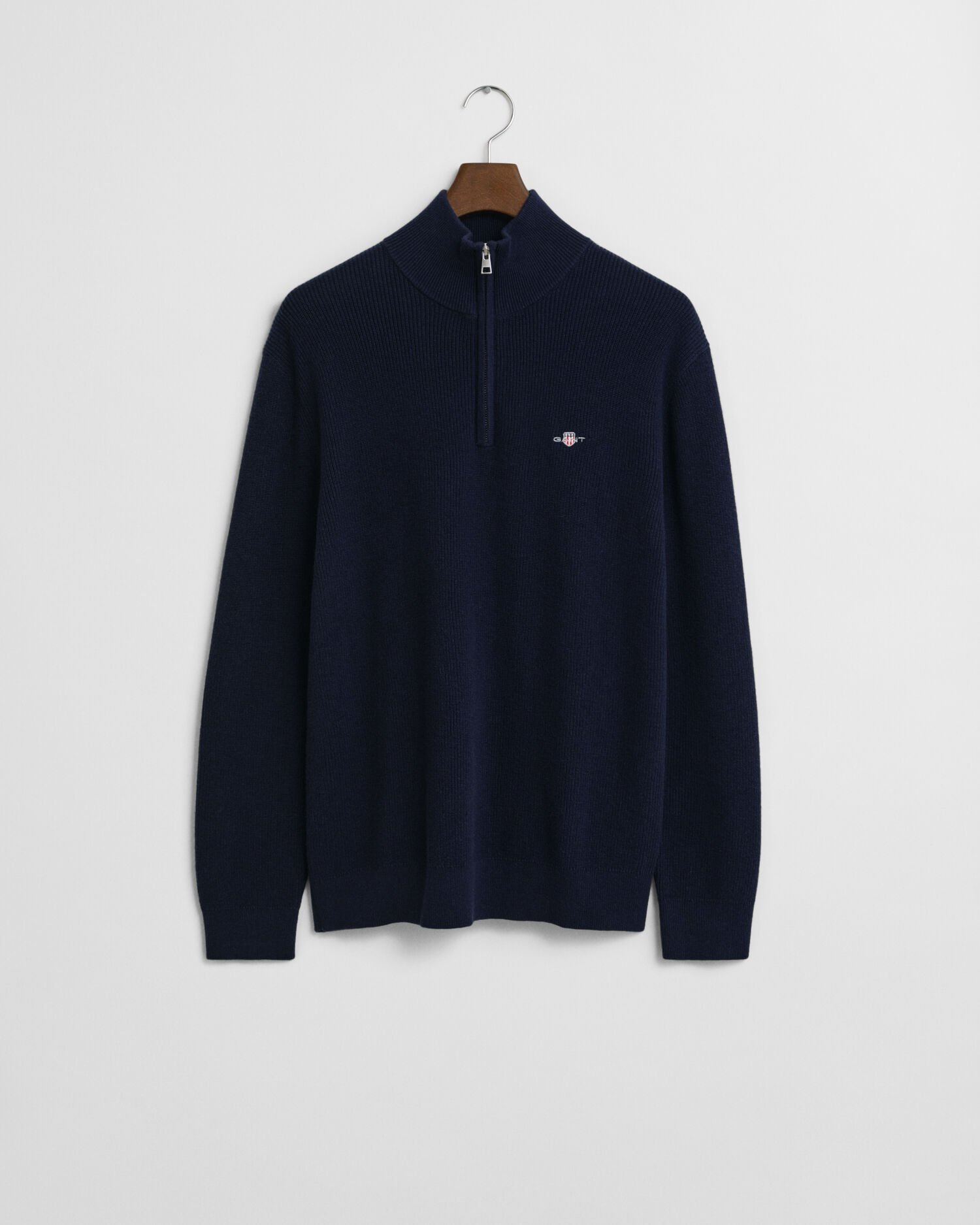 Ribbed Cotton Merino Wool Half-Zip Sweater