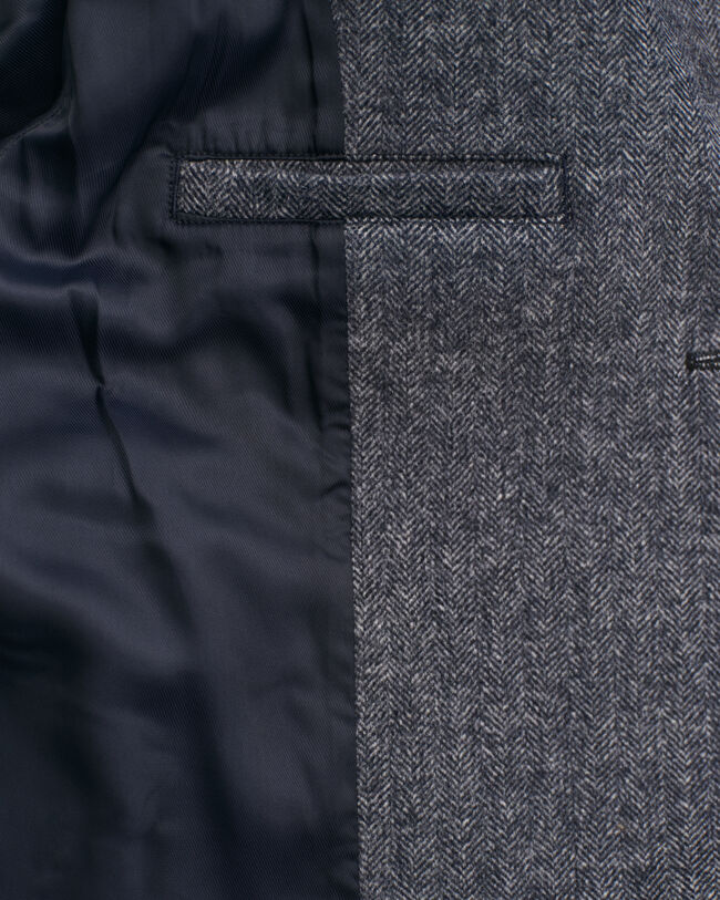 Cropped Herringbone Wool Jacket