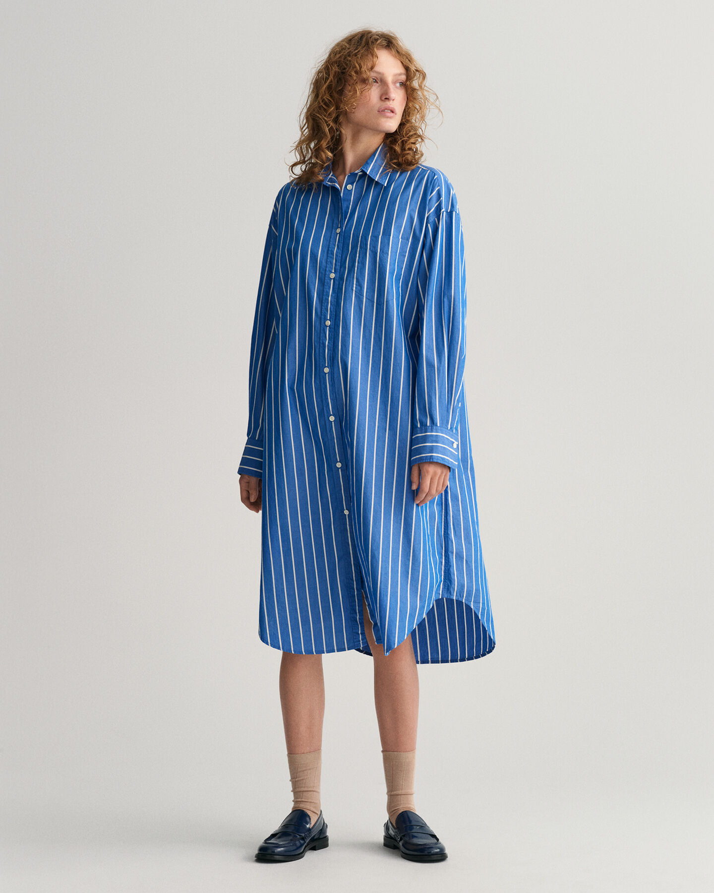 Oversized Striped Shirt Dress
