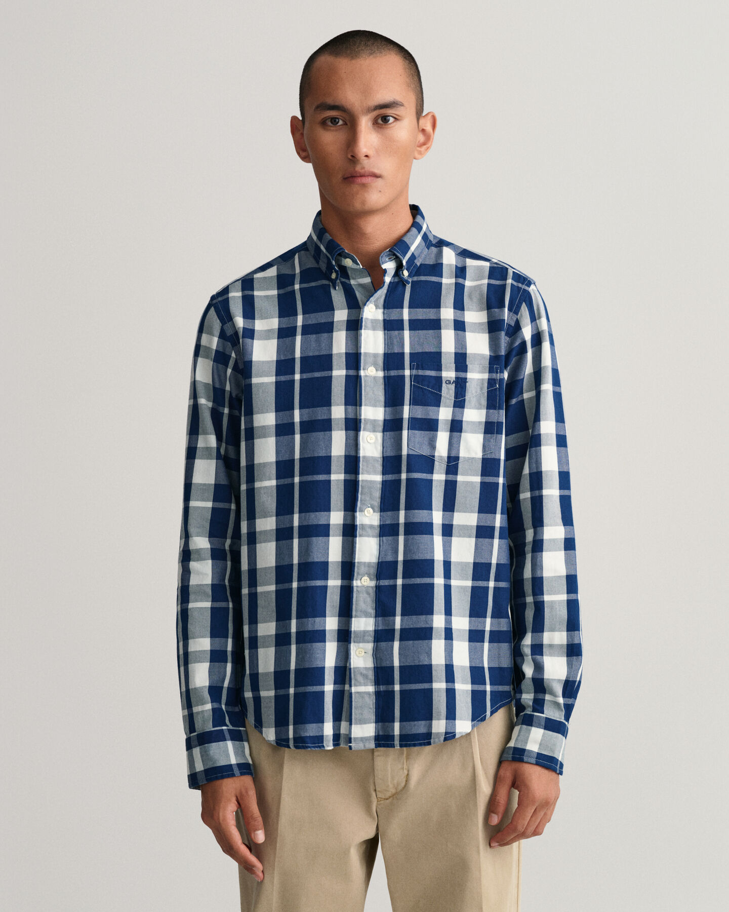 Regular Fit Indigo Plaid Twill Shirt