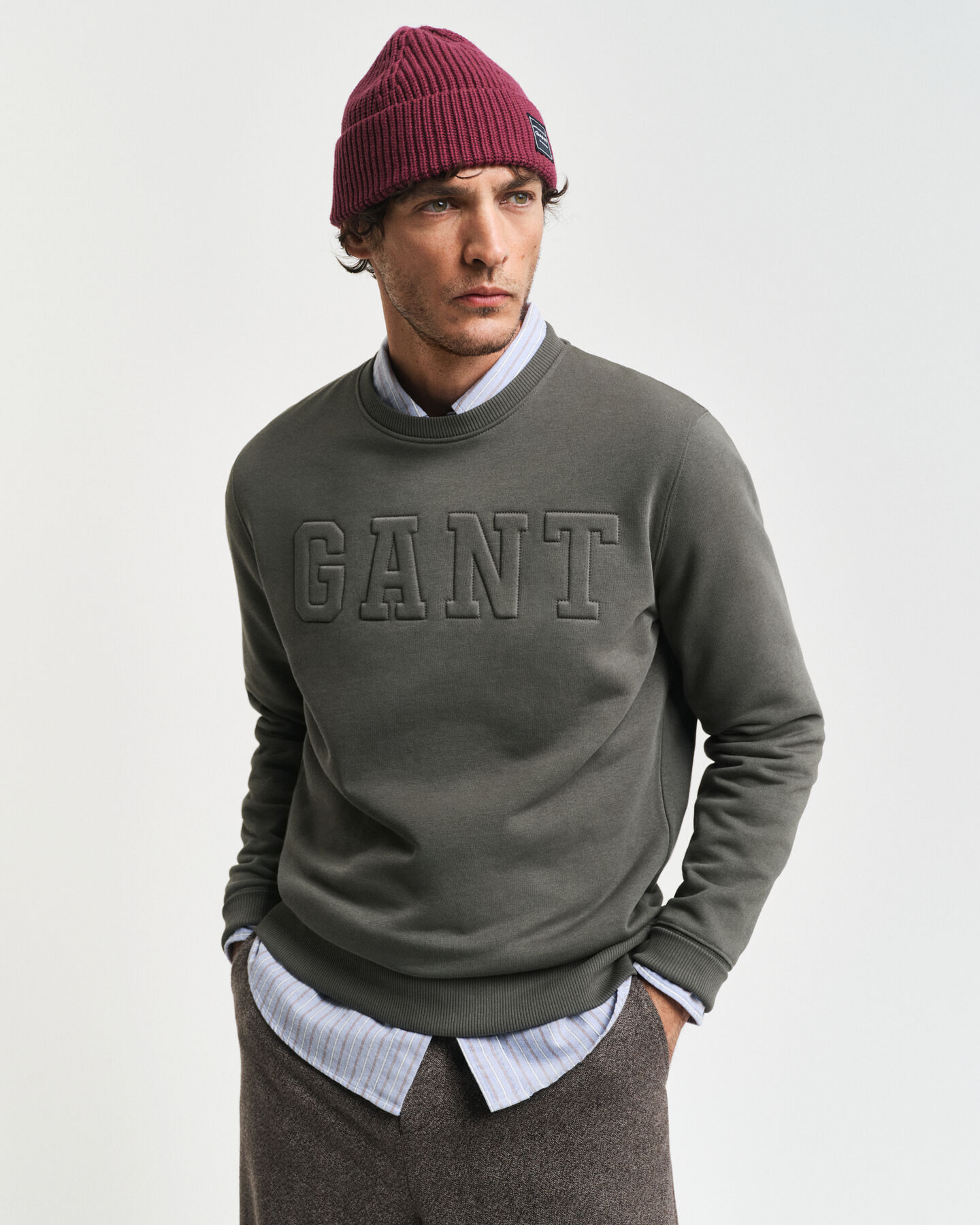 Embossed Crew Neck Sweatshirt