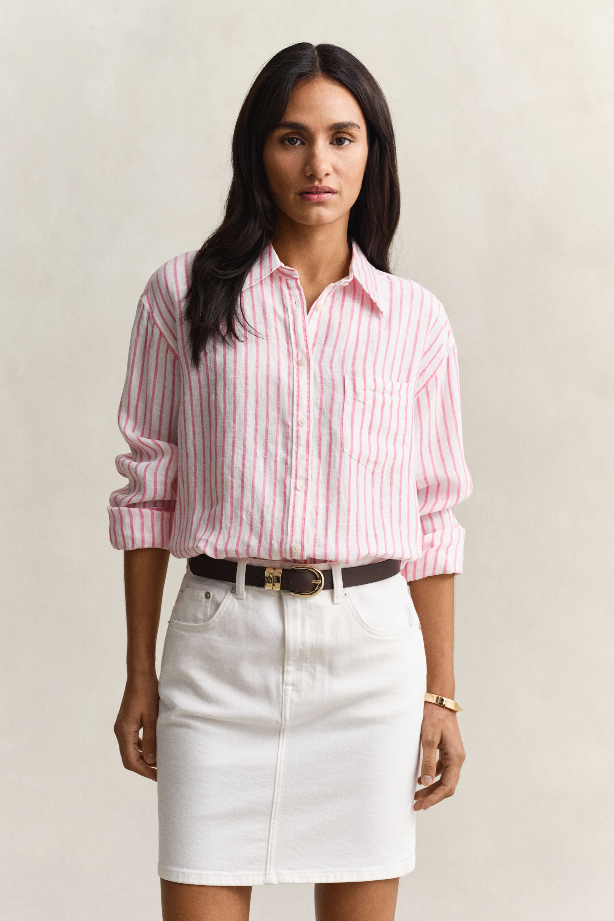 Relaxed Fit Striped Linen Shirt