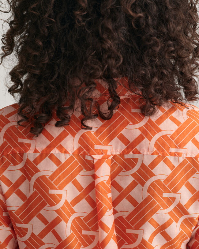 Regular Fit G Patterned Cotton Silk Shirt