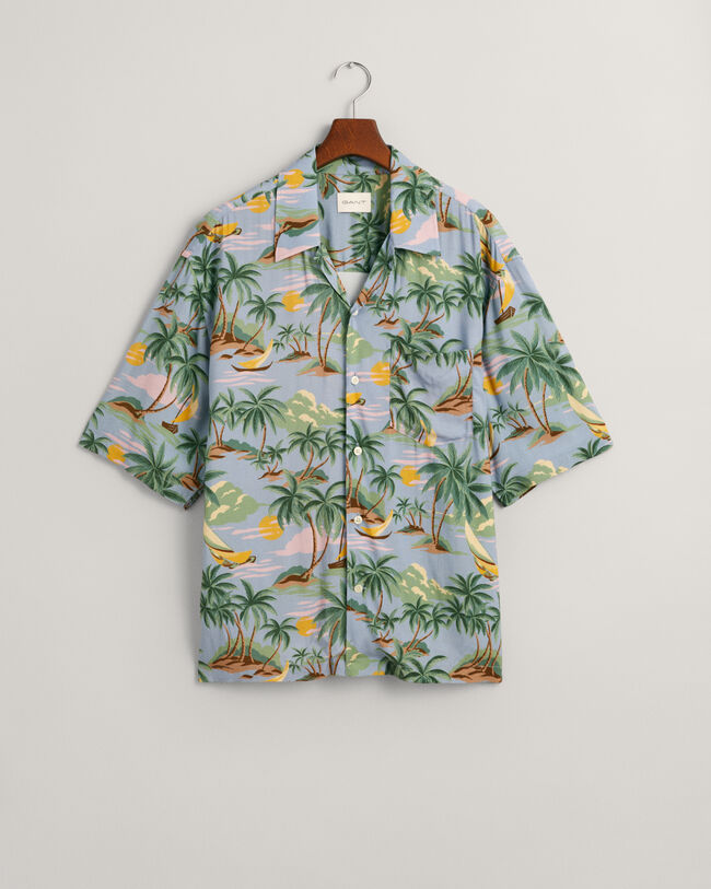Relaxed Fit Hawaiian Print Short Sleeve Shirt