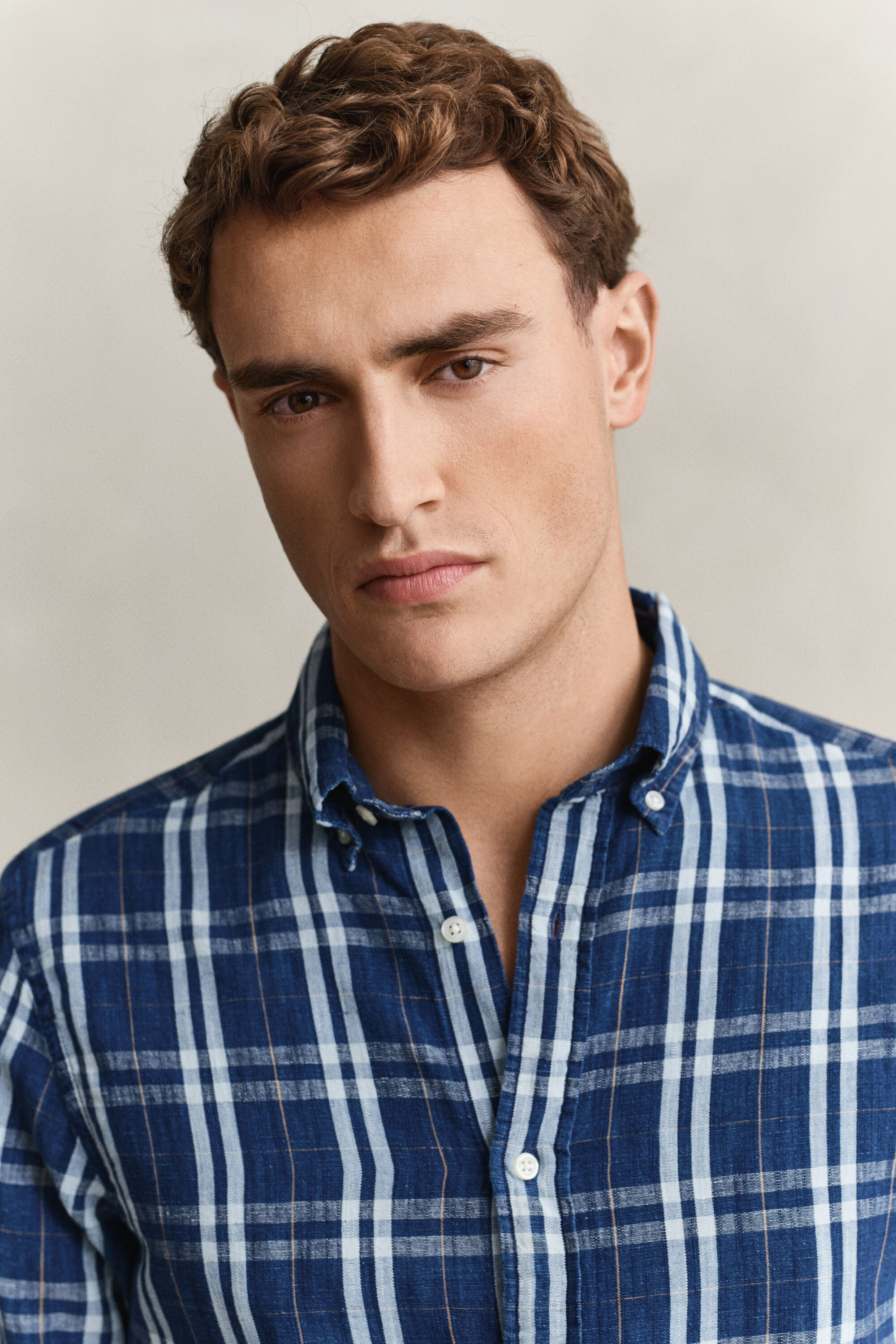 Cotton Linen Checked Shirt