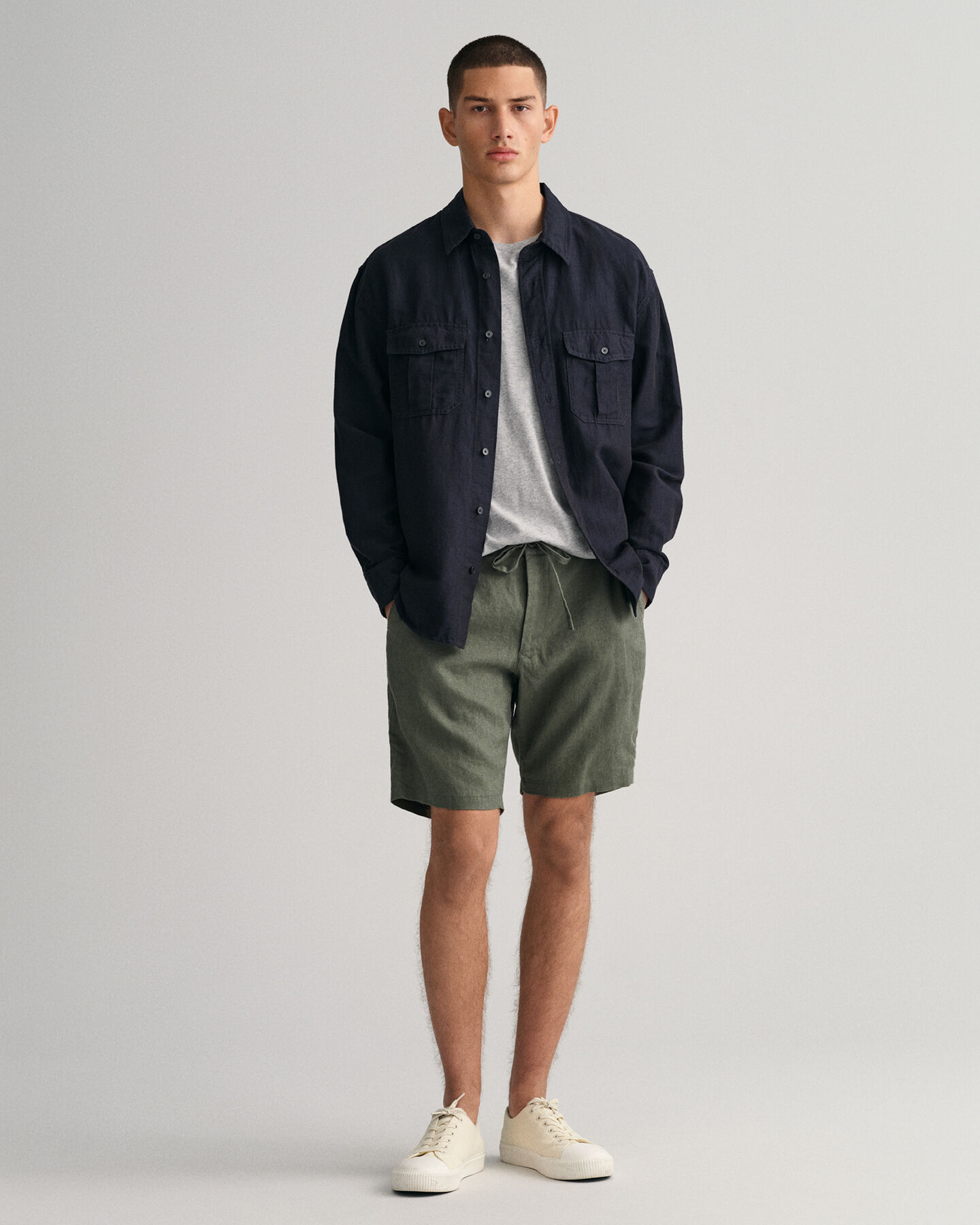 Relaxed Fit Linen Drawstring Shorts