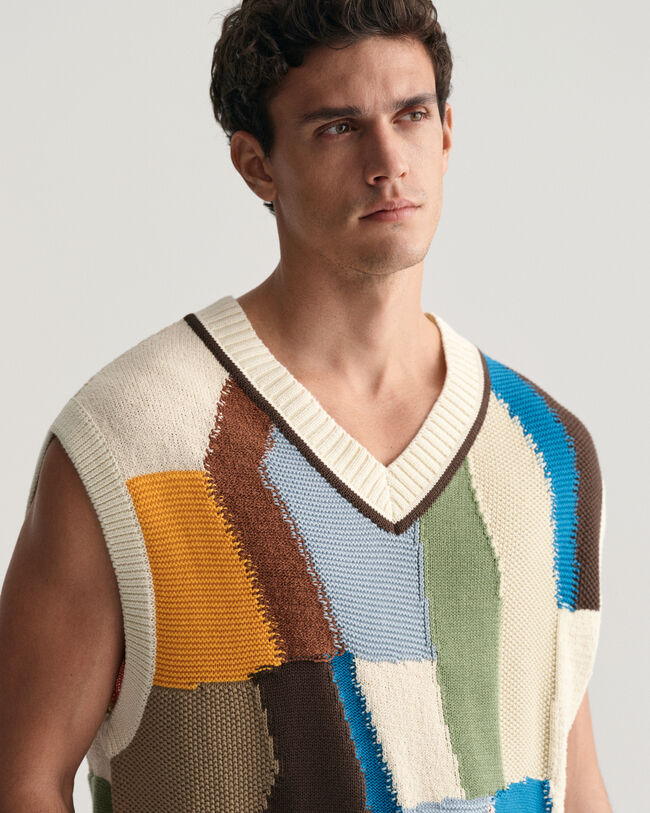 Art Print Knitted Vest