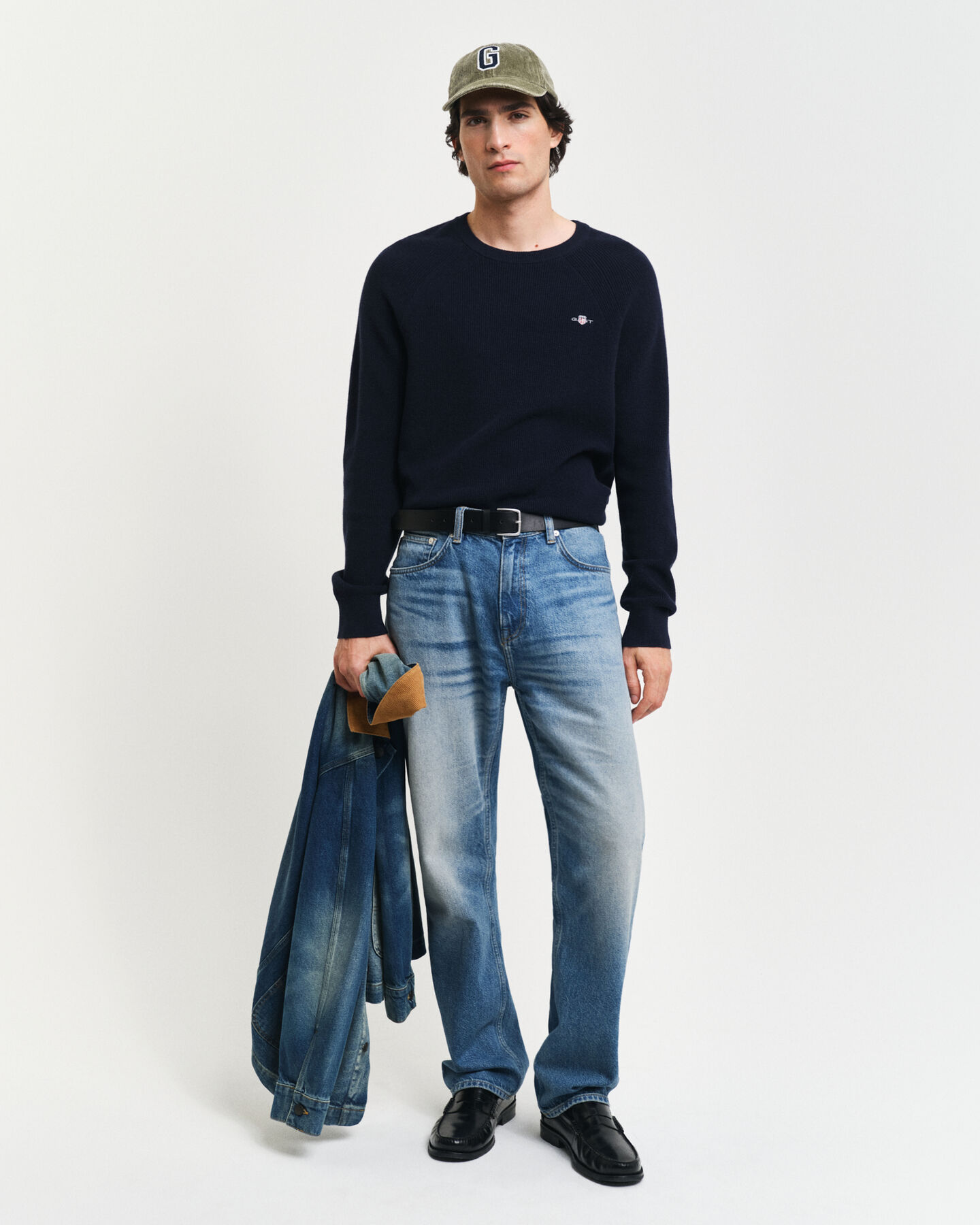 Ribbed Cotton Wool Crew Neck Sweater