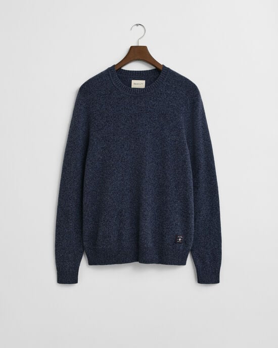 Wool Blend Mouliné Crew Neck Sweater