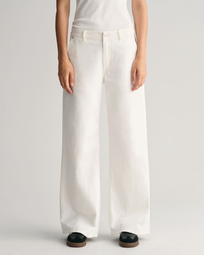Low-Waisted Wide Leg White Jeans