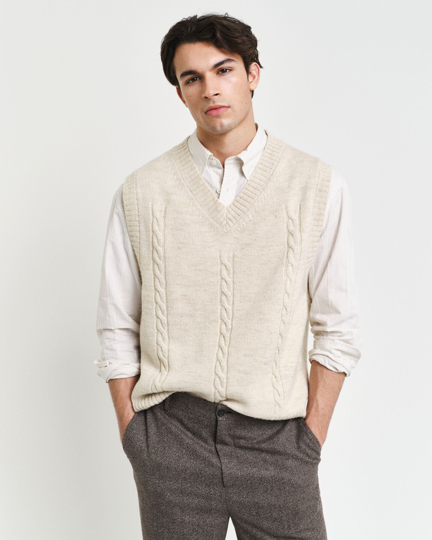 Cable Knit V-Neck Vest