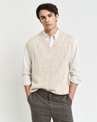 Cable Knit V-Neck Vest
