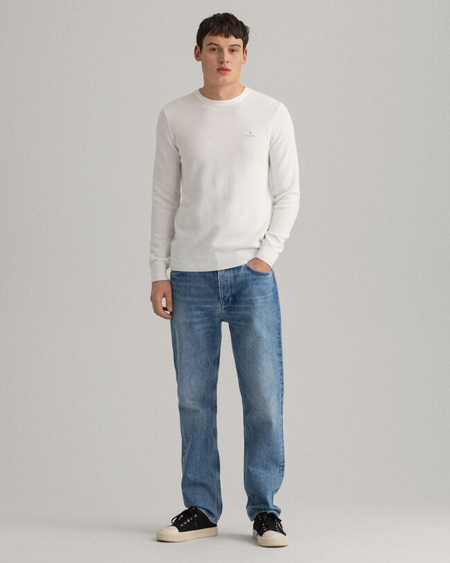 Cotton Piqu&eacute; Crew Neck Sweater