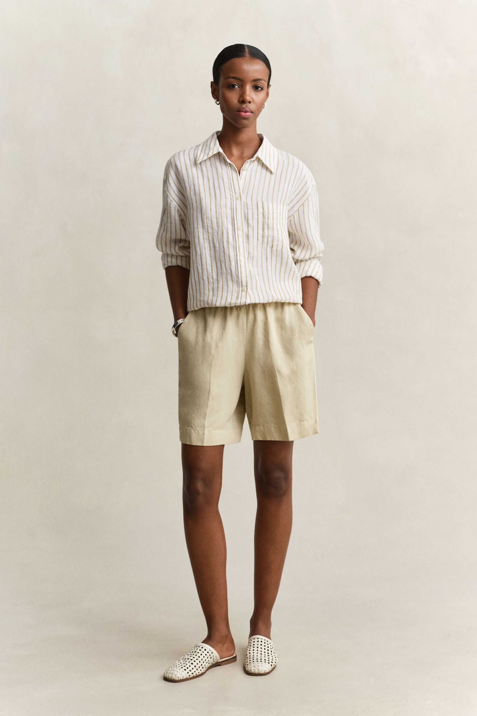 Relaxed Fit Striped Linen Shirt