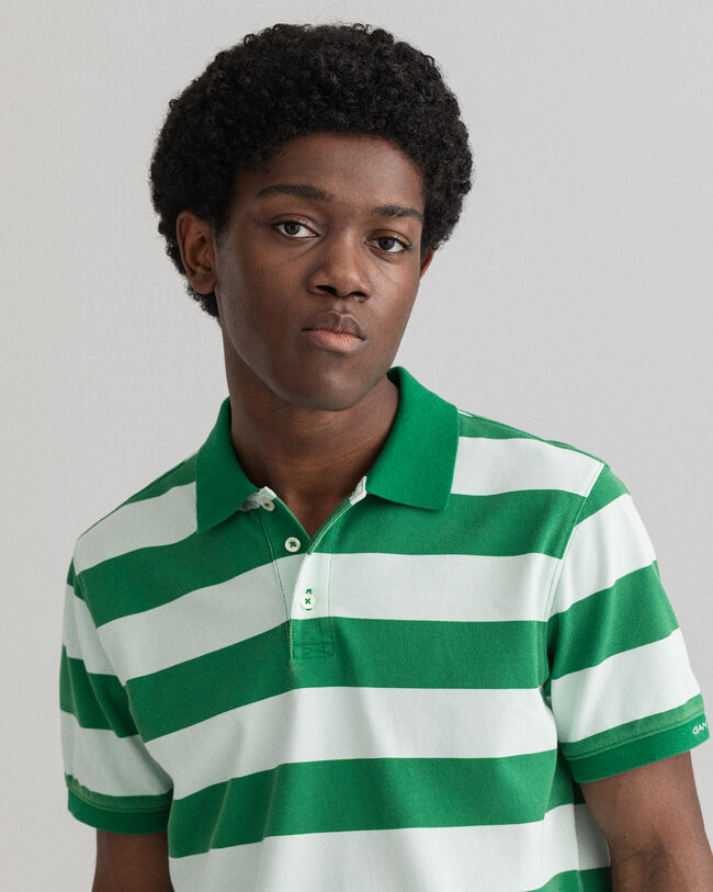 Printed Barstripe Piqué Polo Shirt