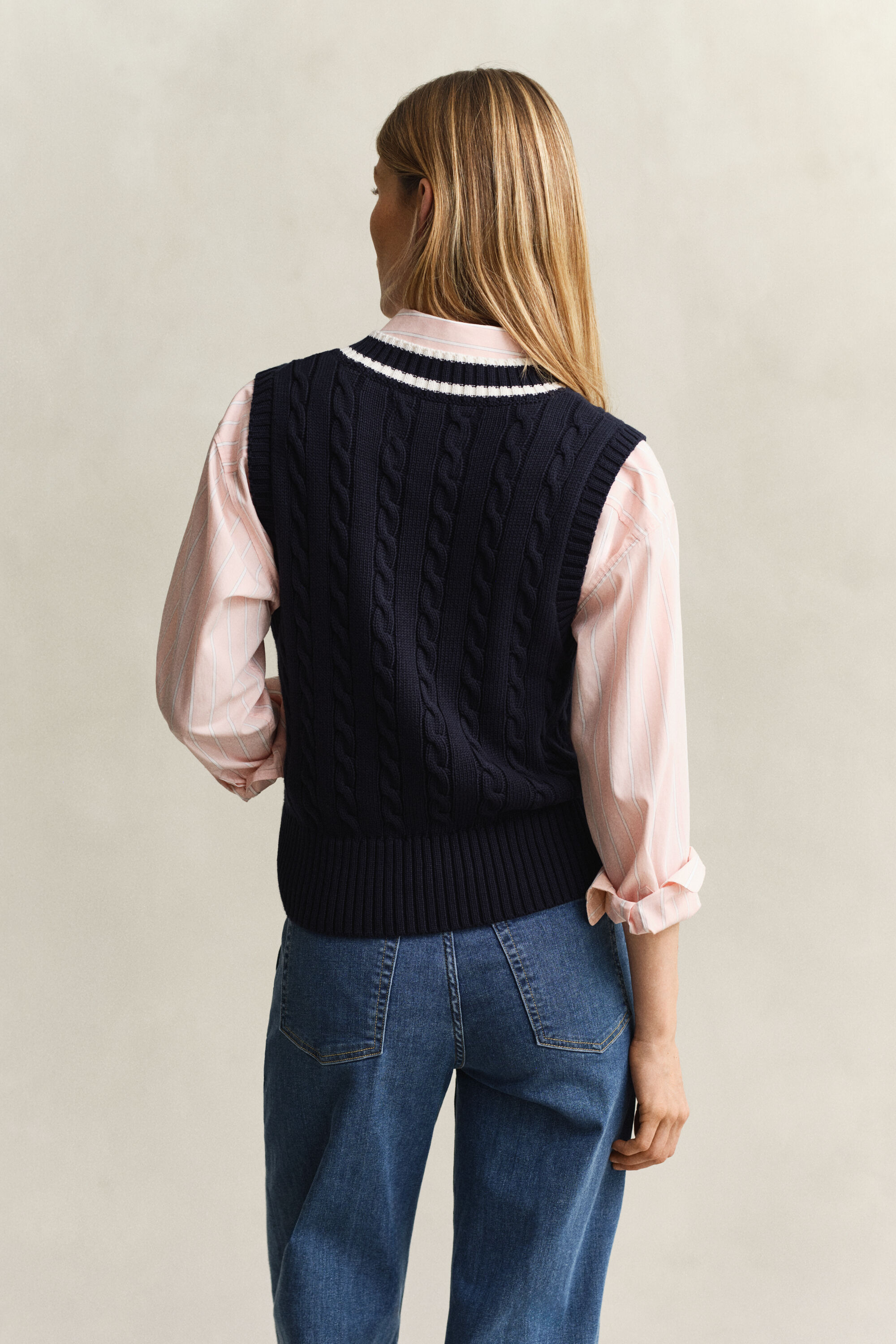 Cotton Cable Knit Vest