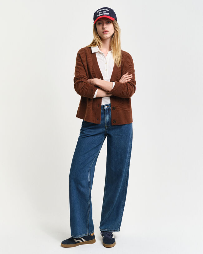 Herringbone V-Neck Cardigan