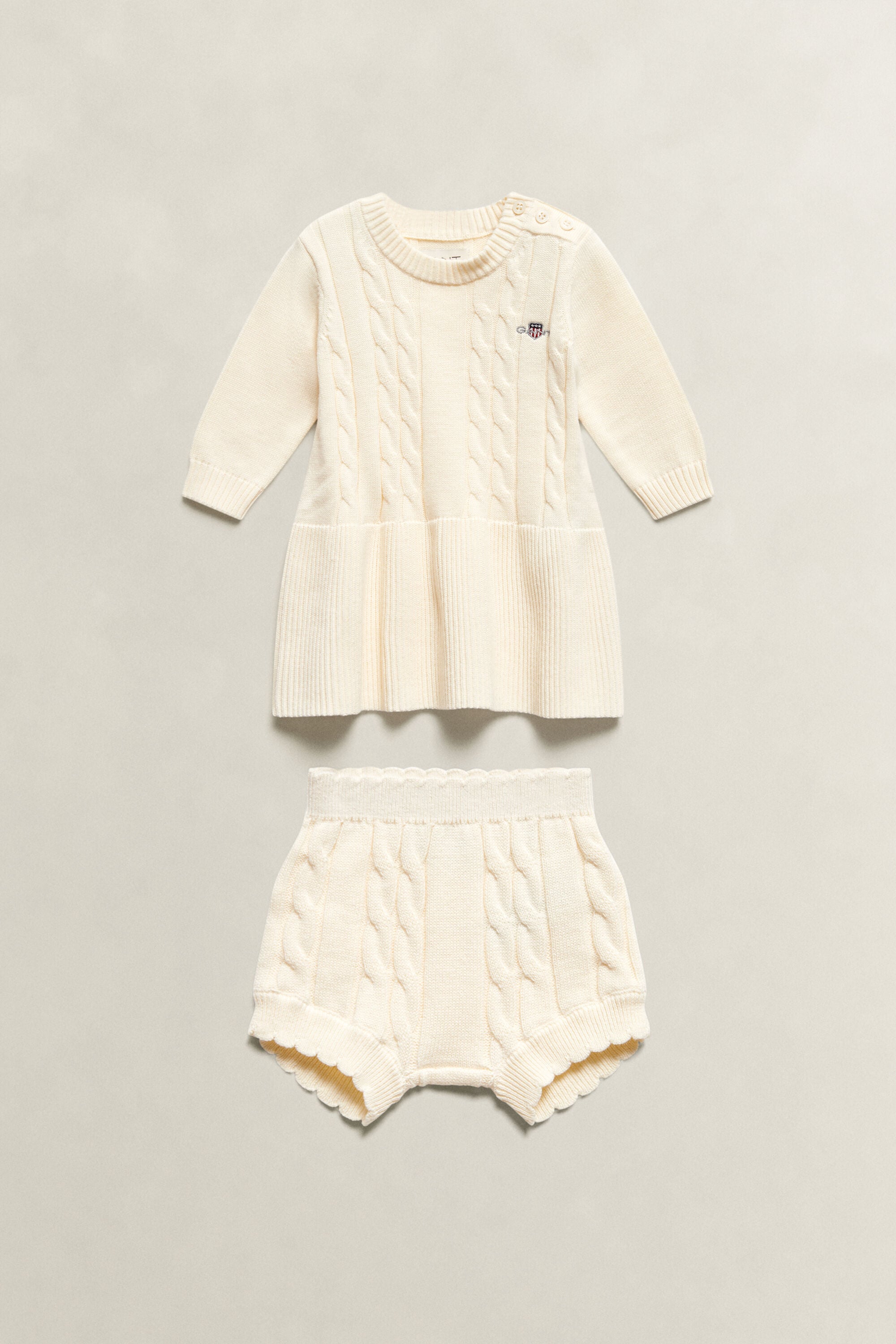 Baby Girls Cable Knit Dress & Bloomers Set