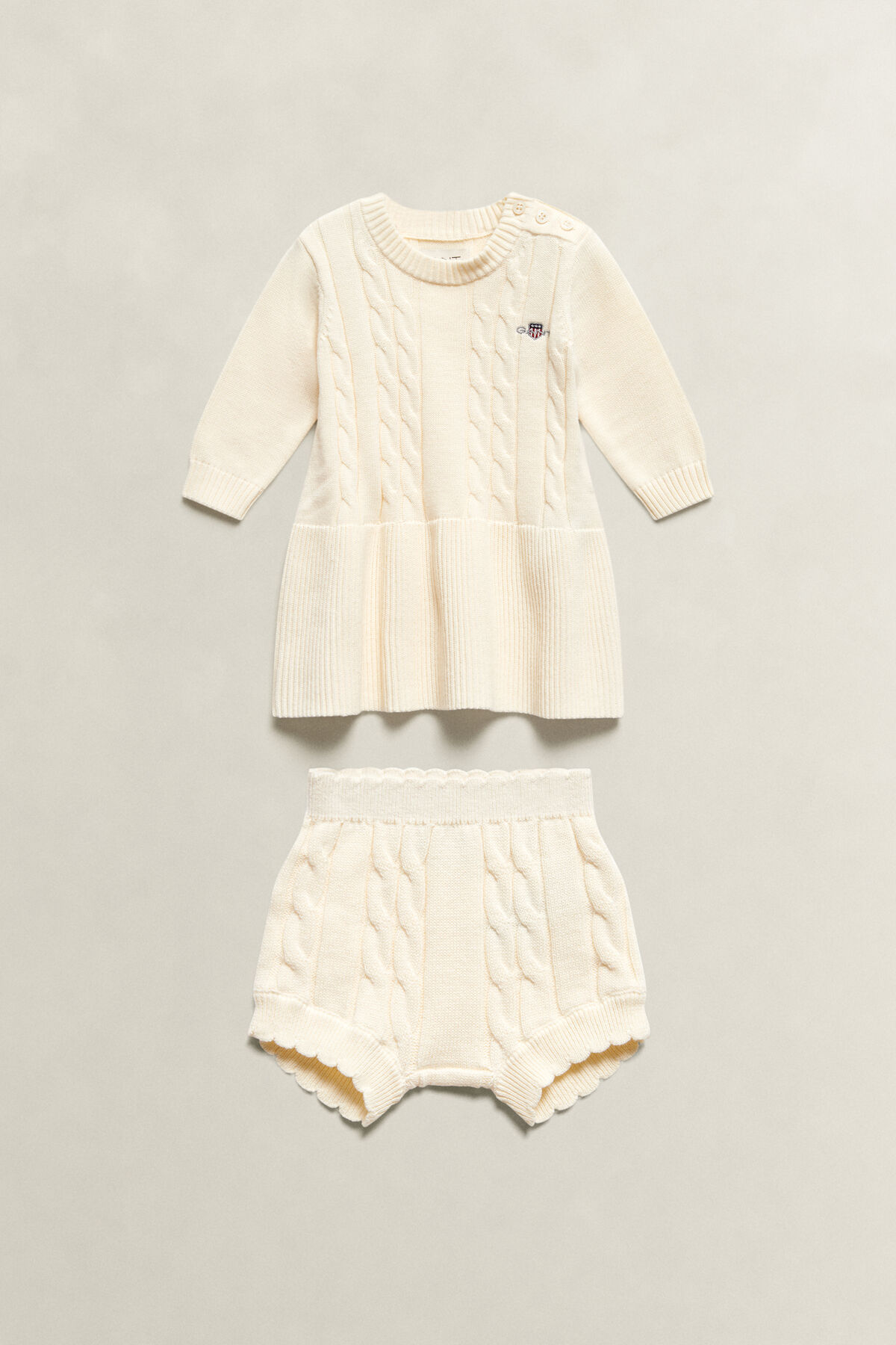 Baby Girls Cable Knit Dress & Bloomers Set — CREAM