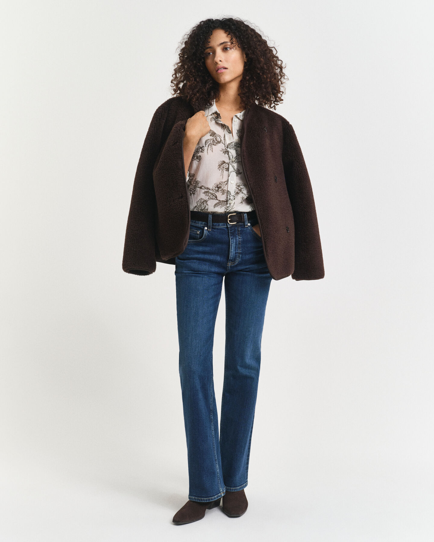 Relaxed Fit Tree Printed Cotton Silk Shirt