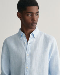 Slim Fit Houndstooth Linen Shirt