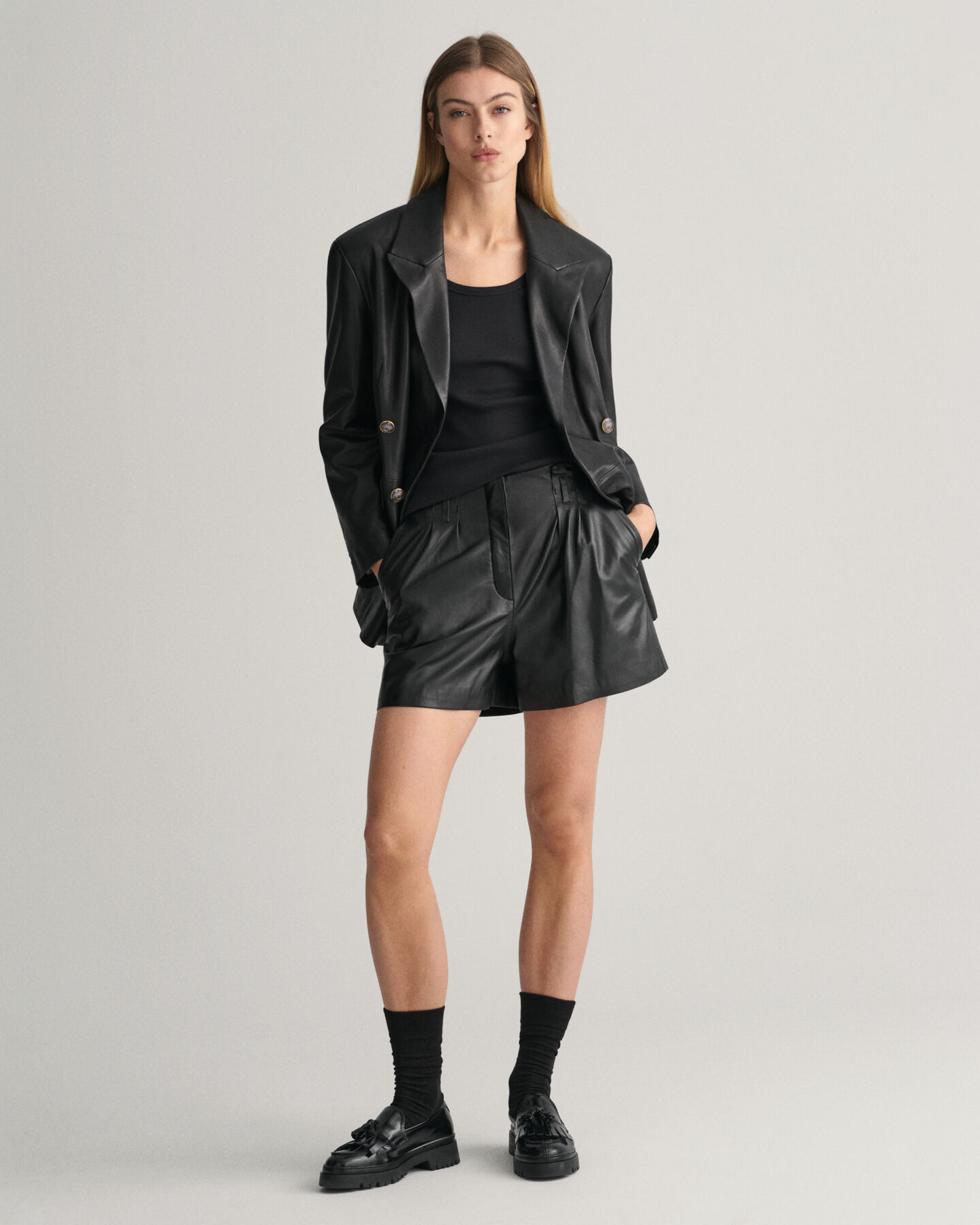 Regular Fit Leather Blazer