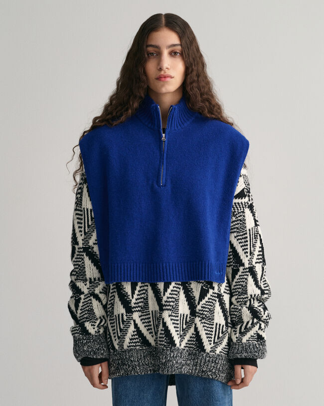Wool Knit Zip Bib