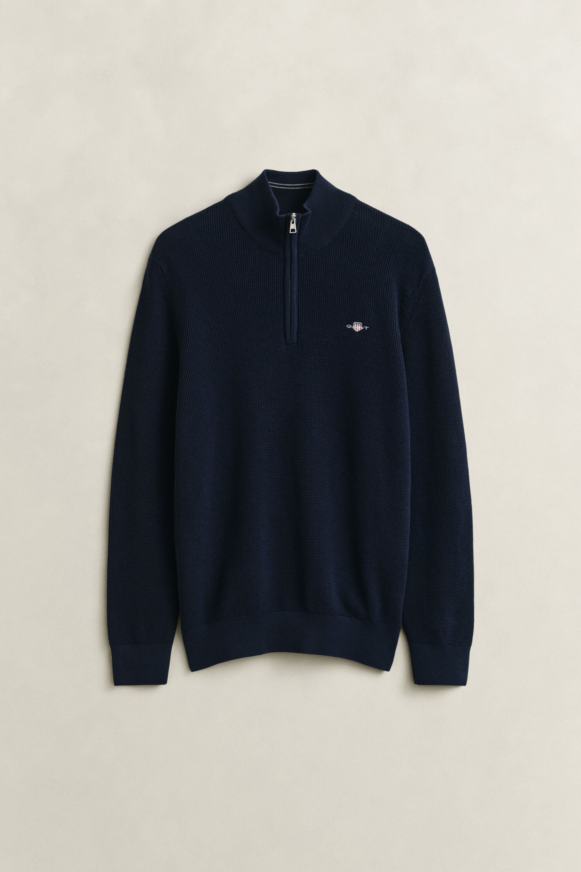 Textured Cotton Half-Zip Sweater