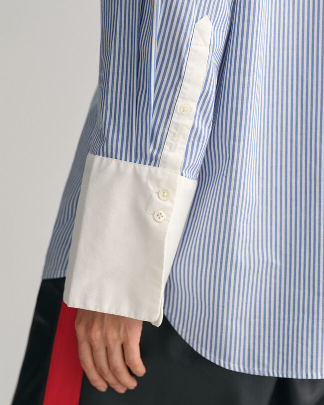 Relaxed Fit Striped Contrast Collar Shirt