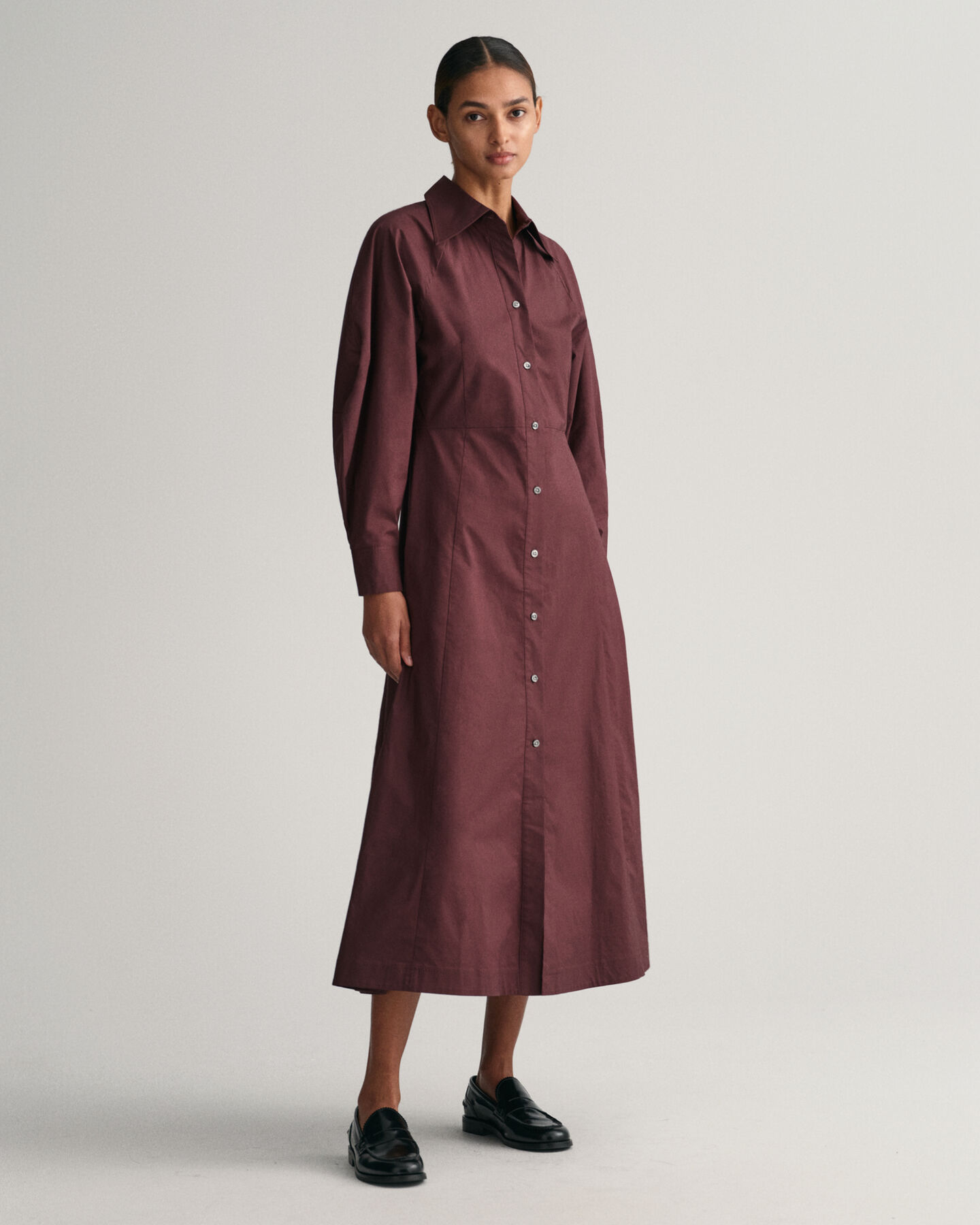 Volume Sleeve Shirt Dress