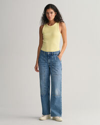 Sunfaded High Neck Rib Tank Top