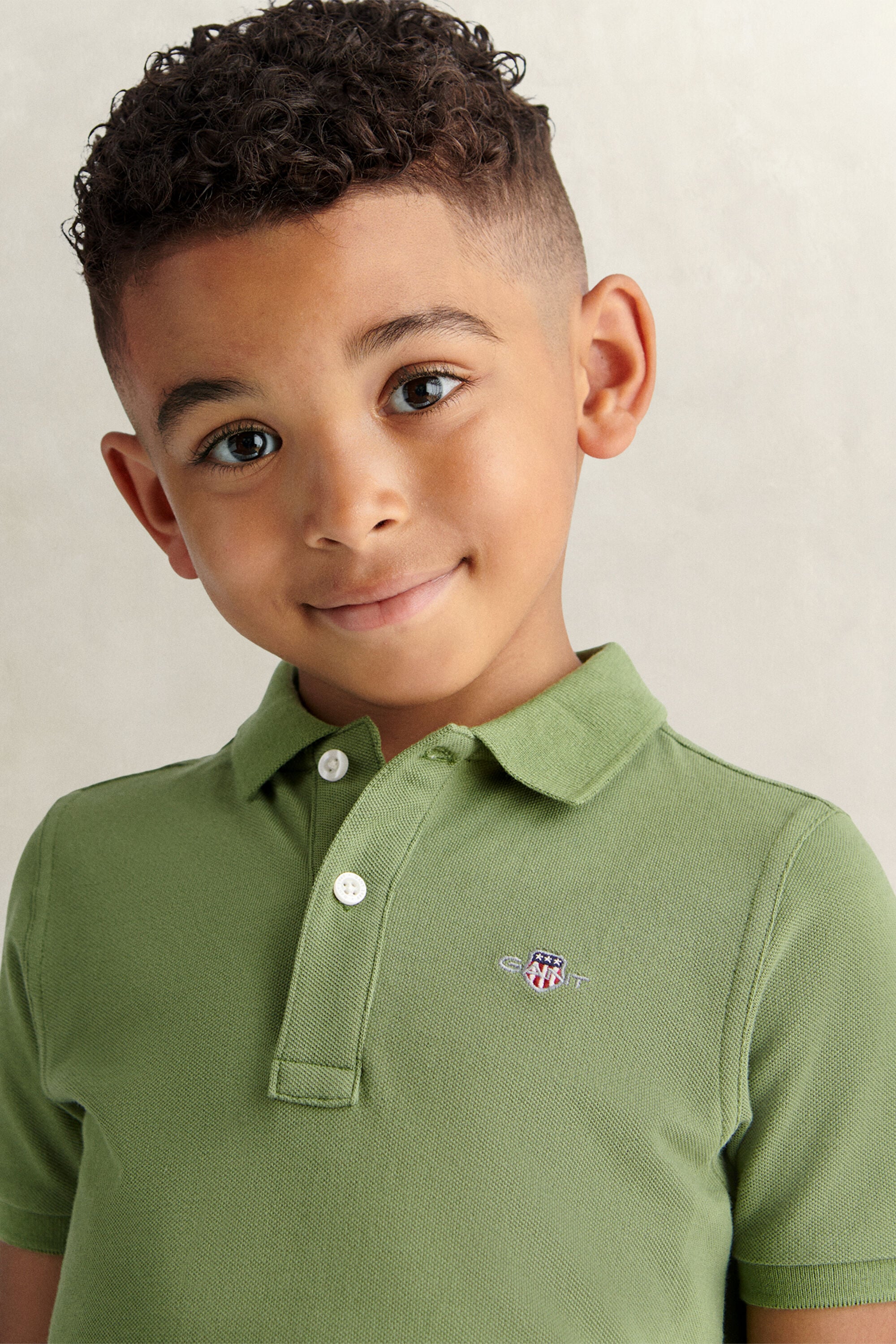 Kids Shield Polo Shirt — HERB GREEN