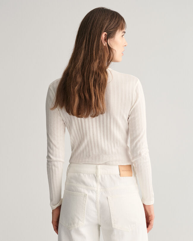 Ribbed Long Sleeve Henley T-Shirt