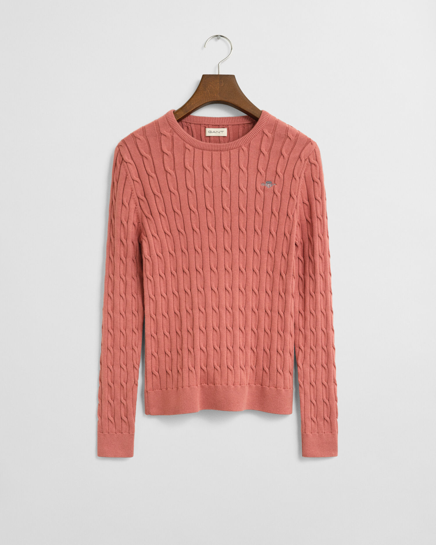 Teen Girls Stretch Cotton Cable Knit Crew Neck Sweater