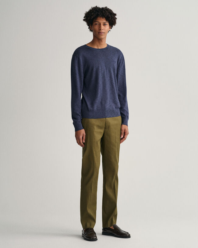 Cotton Linen Crew Neck Sweater